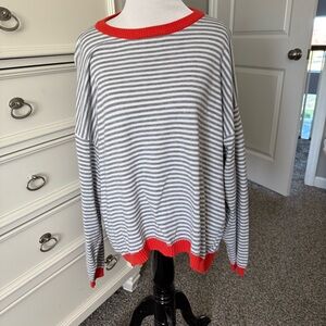 Striped Gray and Orange Sweater